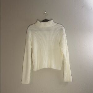 SHEIN Off-White Ribbed Turtleneck Sweater